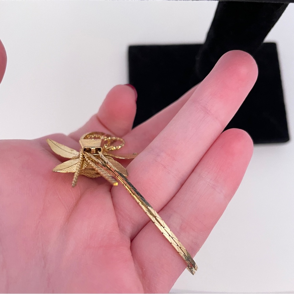 Vintage Floral Gold Tone Spring Deco Preppy Flower Adjustable Lariat Necklace - Picture 5 of 10